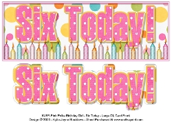 Pink Polka - Six Today! - Large DL 3D Decoupage Card
