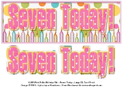 Pink Polka - Seven Today! - Large DL 3D Decoupage Card