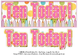 Pink Polka - Ten Today! - Large DL 3D Decoupage Card