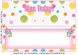 Pink Polka - Nine Today! - Large DL Insert
