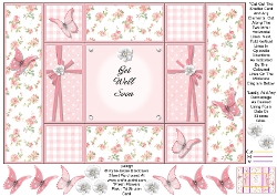 Fresh Pink Flowers - Get Well Soon - Tri Shutter Card