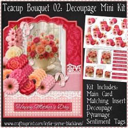 Teacup Bouquet 02 - Decoupage Mini Kit