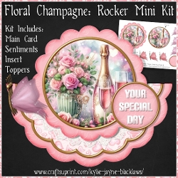 Floral Champagne - Scalloped Rocker Card - Mini Kit
