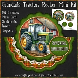 Grandads Tractor - Scalloped Rocker Card - Mini Kit