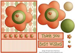 Soft Argyle - Stripes & Flower Thank You/best Wishes Card 1