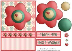 Soft Argyle - Stripes & Flower Thank You/best Wishes Card 6