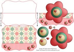 Soft Argyle - Stripes and Flower Bracket Shaped Easel Card 6