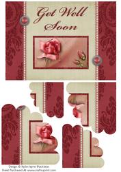 Pink Vintage Rose - Get Well Soon - Scalloped Pyramid Card