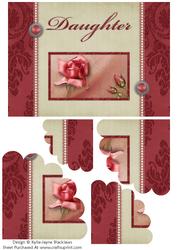 Pink Vintage Rose - Daughter - Scalloped Pyramid Card