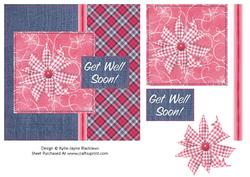 Denim and Plaid Get Well Soon - Female 1 - Quick Card Front