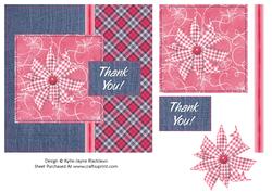 Denim and Plaid Thank You - Female 1 - Quick Card Front