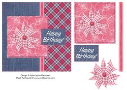 Denim and Plaid Happy Birthday - Female 1 - Quick Card Front