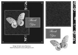 Black and White Elegance - Thank You - Quick Card