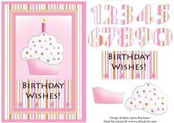 Pink Cupcake - Birthday Wishes - Age Card Front