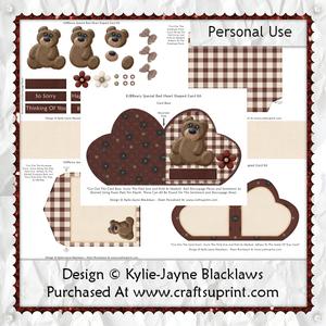 Beary Special - Red - Heart Shaped Fold Card Kit