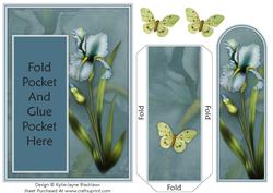 Iris and Butterfly - Bookmark Pocket Card