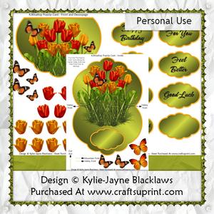 Tulip Field - Orange Yellow - Scalloped Popup Card Kit