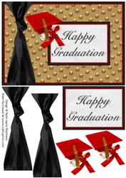 Graduation Red Gold Black - Happy Graduation - Card