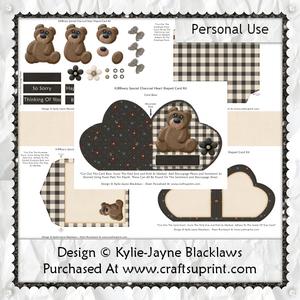 Beary Special - Charcoal - Heart Shaped Fold Card Kit