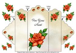 Orange Rose - for You Aunt - Scallop Top Tri Fold Card