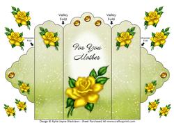 Yellow Rose - for You Mother - Scallop Top Tri Fold Card