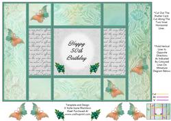 Fantasy Butterfly 1 - 50th Birthday - Tri Shutter Card