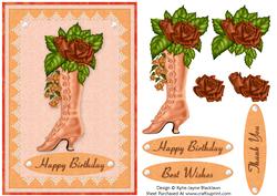 Pretty Vintage Ladies Boot in Apricot 1a - Card Front