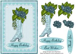 Pretty Vintage Ladies Boot in Blue 1a - Card Front