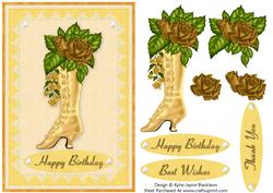 Pretty Vintage Ladies Boot in Lemon 1a - Card Front
