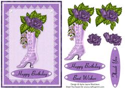 Pretty Vintage Ladies Boot in Purple 1a - Card Front