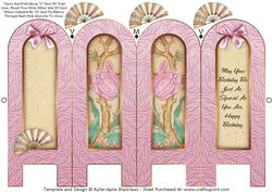 Vintage Floral 1a - Birthday - Folded Screen Card