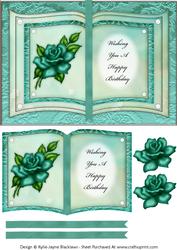 Teal Rose - Wishing You a Happy Birthday - Book Sheet