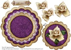 Cream Purple Rose with Sympathy - Scallop Edge Wobble Card