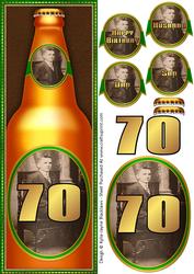 70th Birthday Ale 1 - Large Dl Quick Card with 3D Decoupage