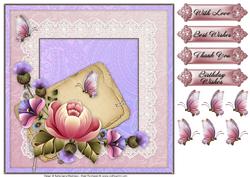 Pink Passion 1a - 8x8 Square Decoupage Topper