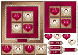 Lace Heart Square Stacker - Pink 1a - Card Front