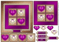 Lace Heart Square Stacker - Purple 1a - Card Front