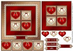 Lace Heart Square Stacker - Red 1a - Card Front