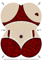 Lingerie - Red - Shaped Card