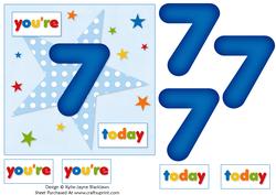 Boys Starry 7th Birthday Quick Card