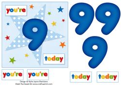 Boys Starry 9th Birthday Quick Card