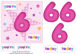 Girls Starry 6th Birthday Quick Card