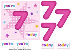 Girls Starry 7th Birthday Quick Card