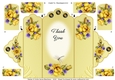 Yellow Roses - Thank You - Scallop Top Tri Fold Card