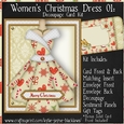 Womens Christmas Dress 01 - Decoupage Card Kit