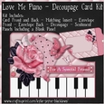 Love Me - Piano Shaped Decoupage Card Kit
