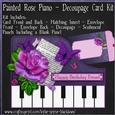 Painted Rose - Piano Shaped Decoupage Card Kit