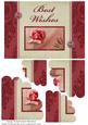 Pink Vintage Rose - Best Wishes - Scalloped Pyramid Card