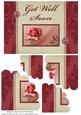 Pink Vintage Rose - Get Well Soon - Scalloped Pyramid Card