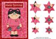 Pink and Red Girls Happy Birthday Pyramid Card
